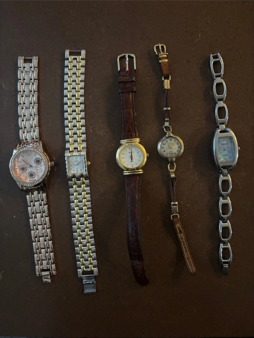 Mixed Women's Watch Set - Silver and Brown Bands